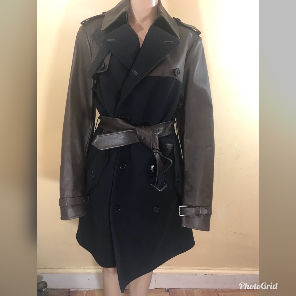 Ralph Lauren wool and leather coat